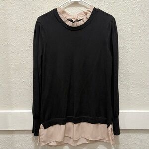 Adriana Papell Women's Black and Polka Dot Twofer Layered Sweater Size M